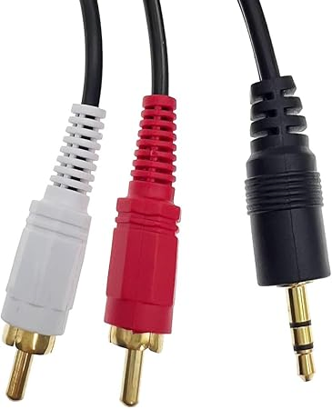 1.5m Audio Cable with 3.5mm Jack and Two RCA Connectors