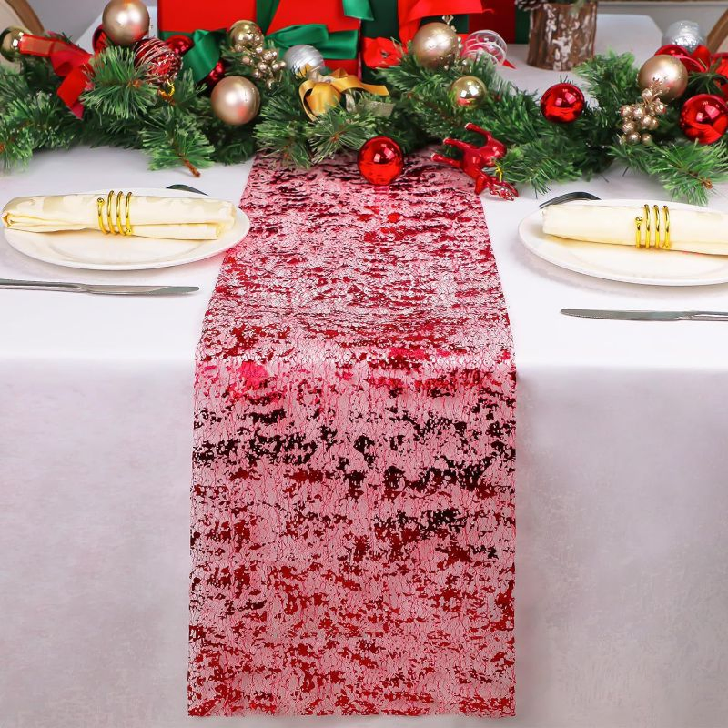 China Wholesale Mesh Polyester Christmas Decoration Metallic Home and Party Table Cloth Printed Fabric Deco Rolls Placemat