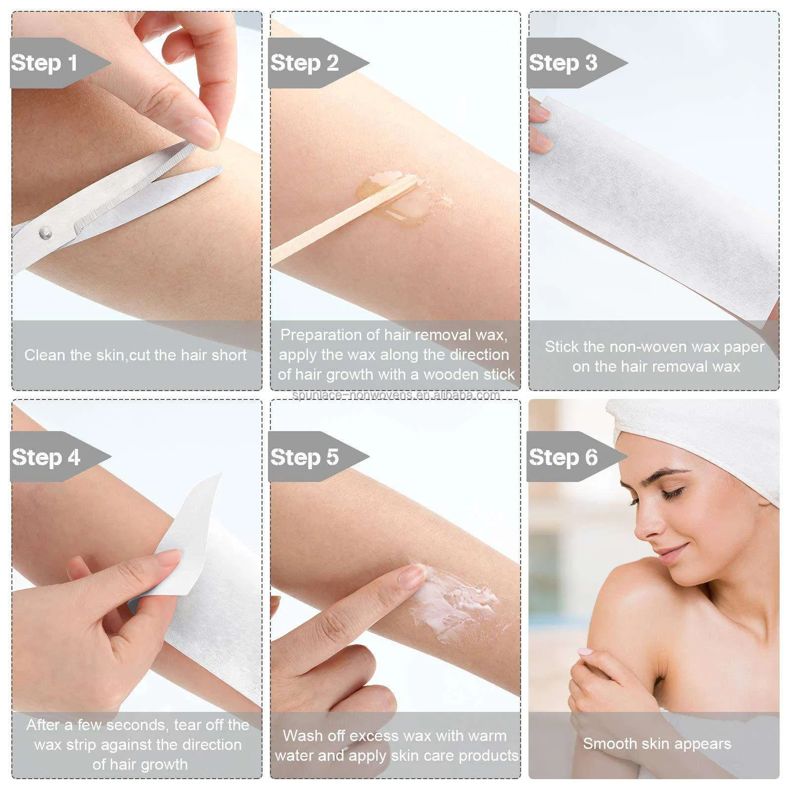 PP Non-Woven Hair Removal Beauty Disposable Facial Body Care Wax Strip Rolls