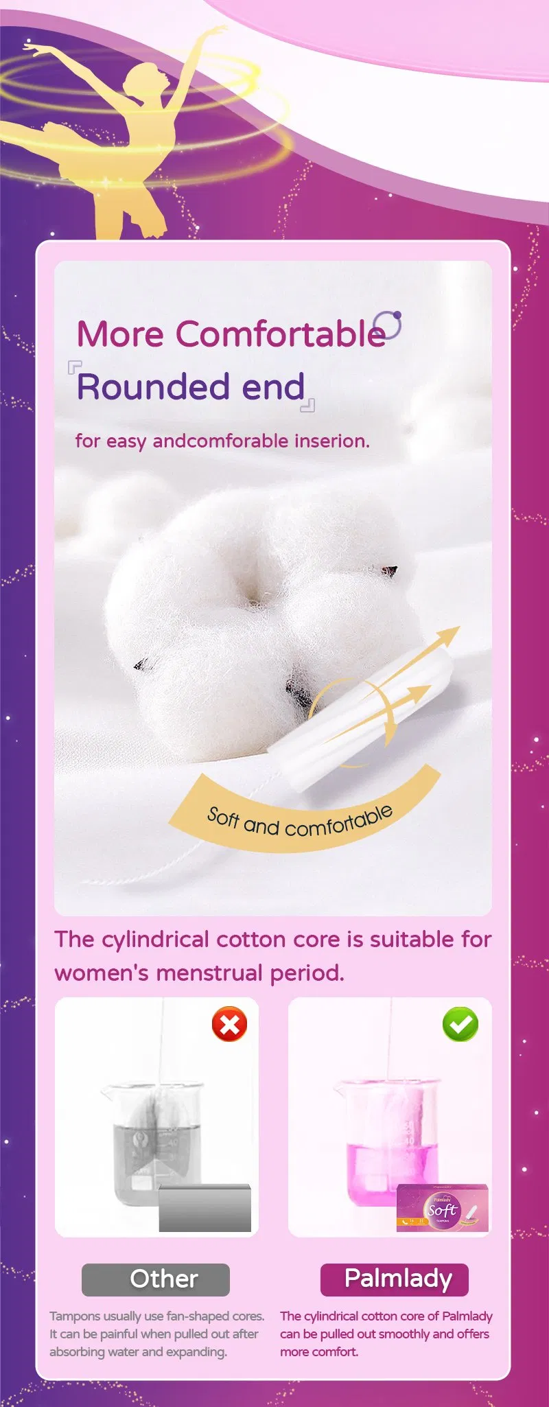 OEM Bulk Price High-Absorbency Cotton Tampons Size (Super Plus) for Everyday Use Pocket-Sized Solves Menstrual Flow Like Women′ S Sanitary Pads