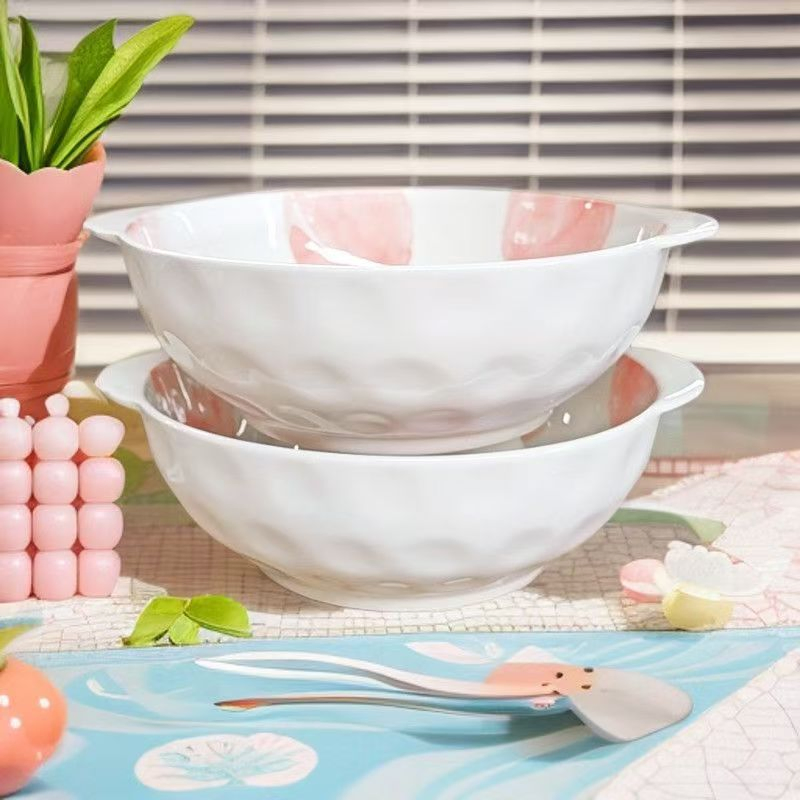 9.75"Food Bowl with Hands Pad Printing Stoneware Porcelainware Tableware