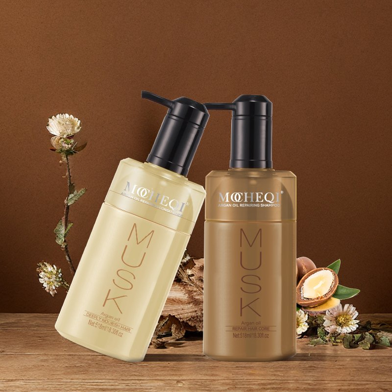 Mocheqi Moroccan Argan Oil Shampoo and Conditioner Set Deep Nourishing Moisturizing Hair Care