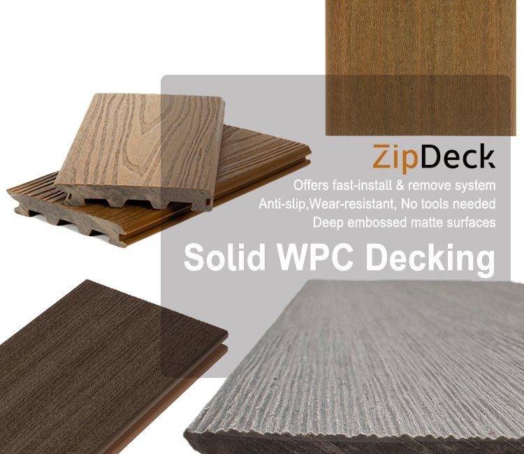 Waterproof Easy Installation WPC Decking Invisible Gap Design Solid Hardwood Outdoor Flooring