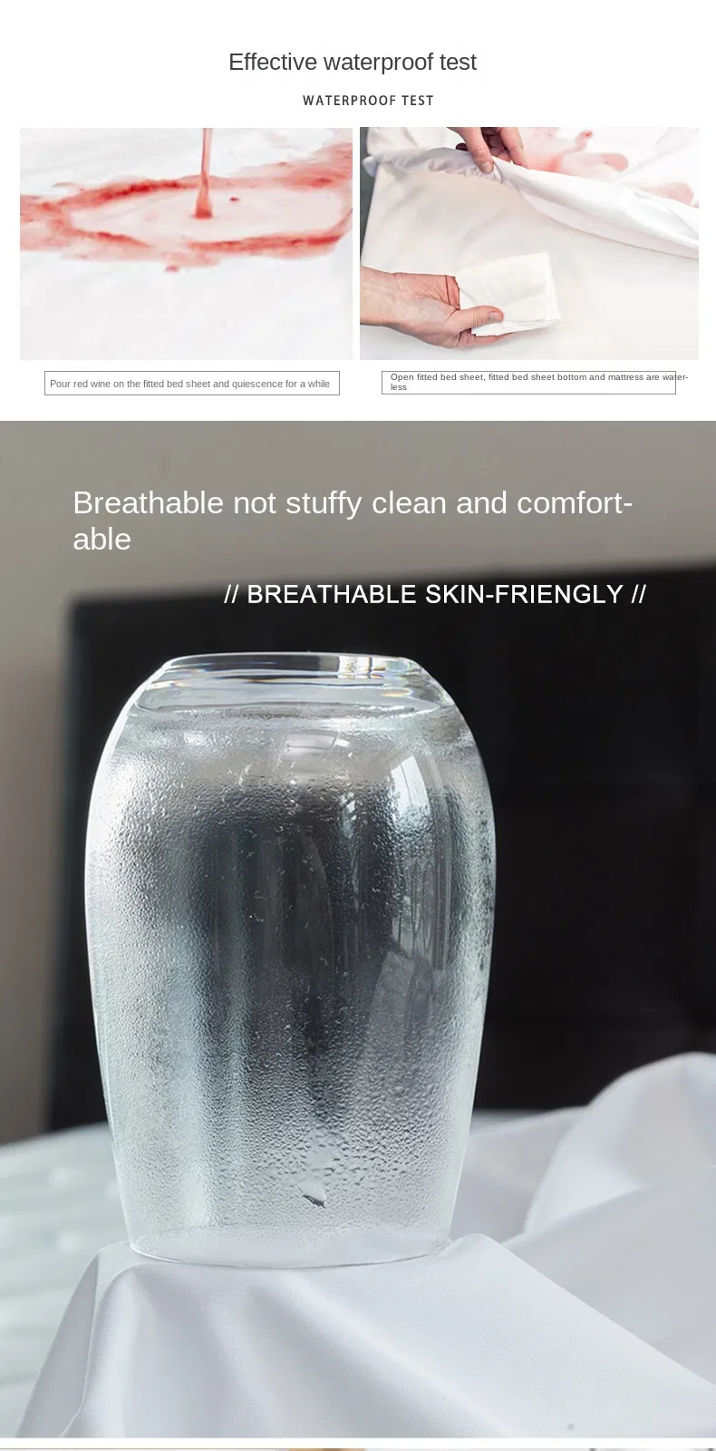 Polyester Waterproof MP White Mattress Protector Waterproof Cover Air -Permeable Waterproof Mattress Protector for Bed