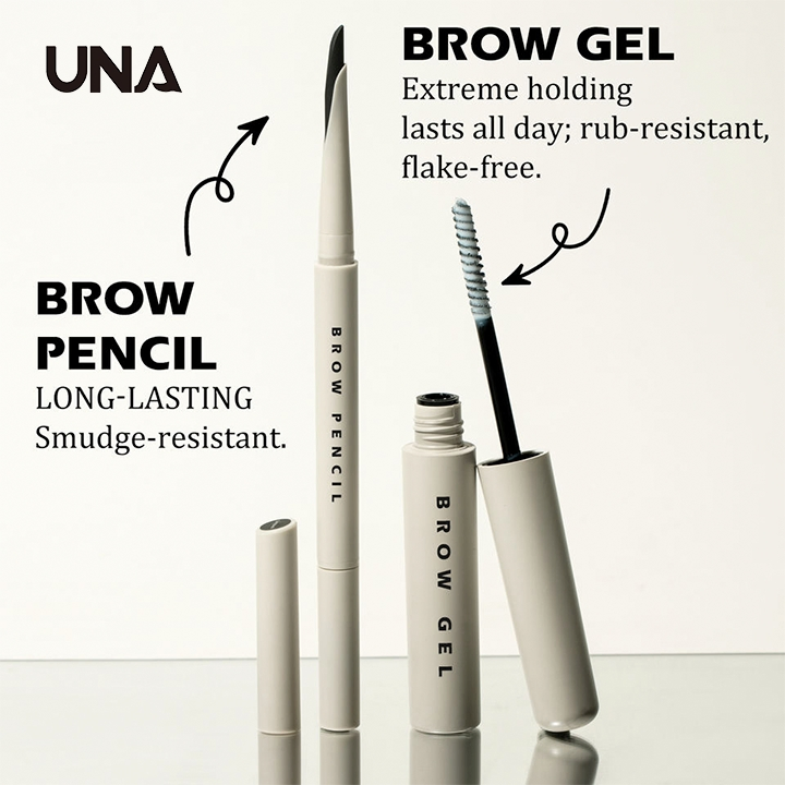 Custom Logo 2 in 1 Long Lasting Powdery Precision Naginata Eyebrow Pencil & Gel Glue Kit Waterproof Eyebrow Shaping Tool Kit