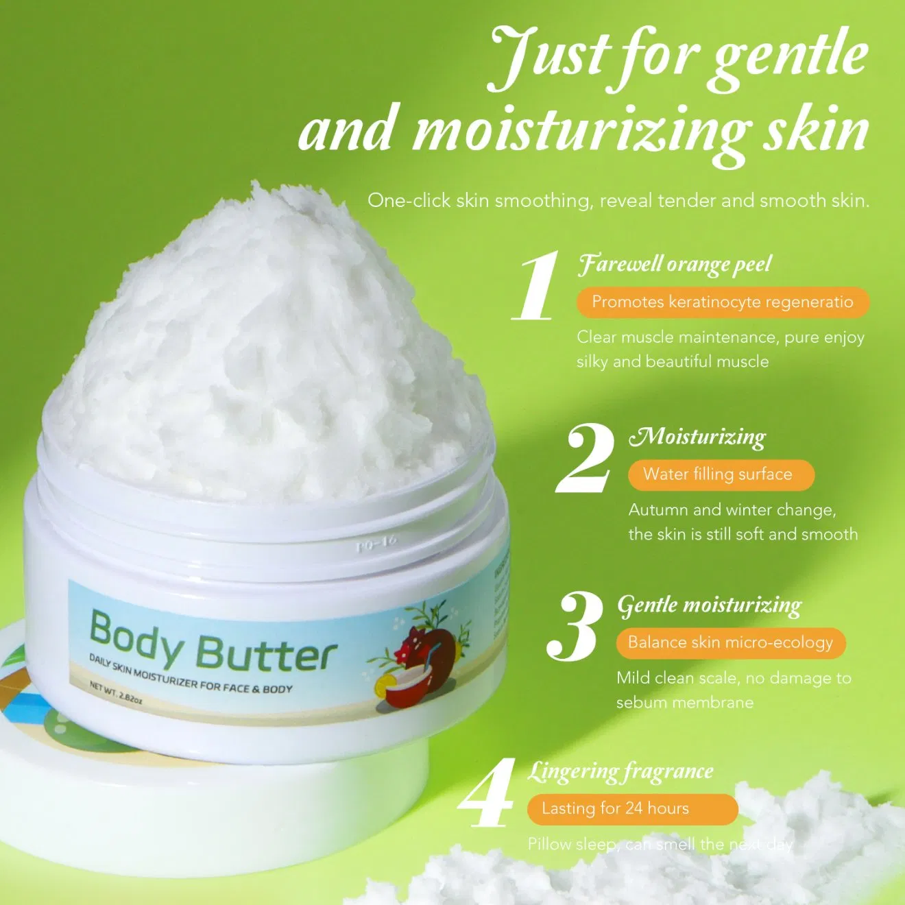 Luxury Hydrating Organic Shea and Cocoa Formula Nourishing Skincare Cream for Dry Skin Body Butter