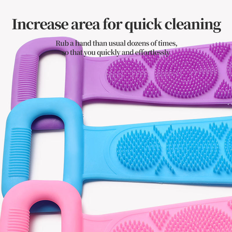 Custom Brushes Sponges Wholesale Soft Exfoliating Long Body Scrubber Silicone Bath Brush