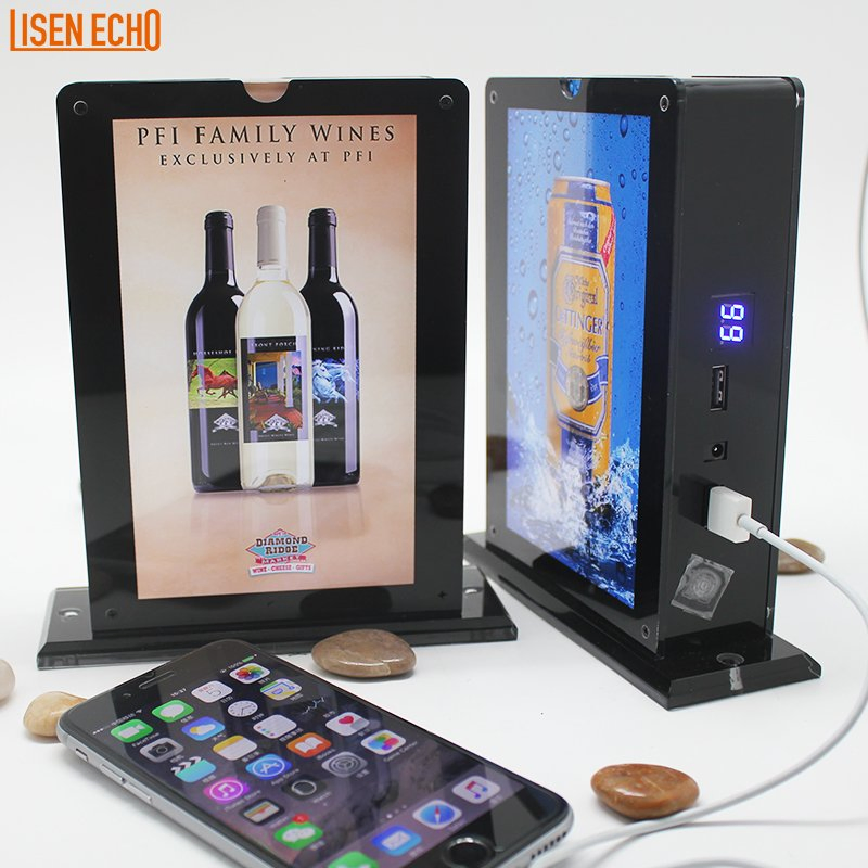Advertising Table Stand Holder Menu Mobile Charger Restaurant Cell Phone Charging Station