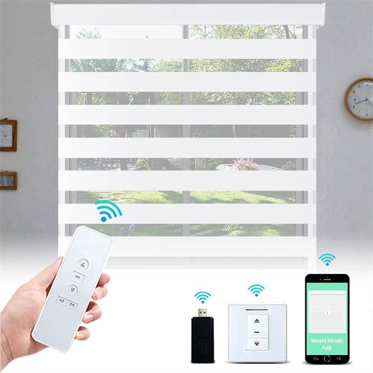 Hotel Blackout Design Motorized Remote Control Electric Blinds Blackout Zebra Roller Blind