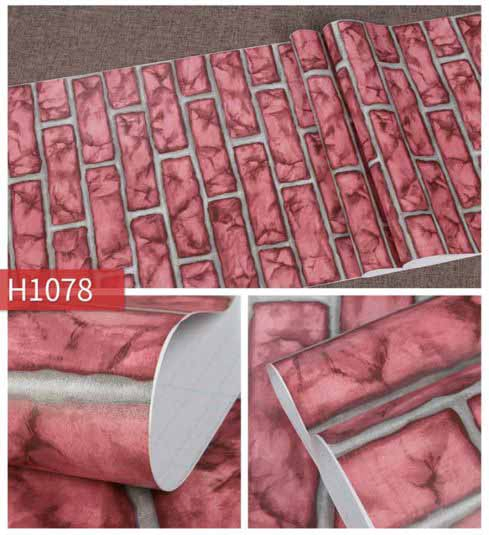 Jinyi H1078 Vinyl Red Brick Peel and Stick Self Adhesive with Glue Home Wall Decor PVC Sticker Wallpaper