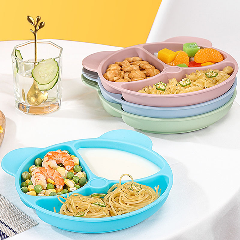Silicone Baby Plate Bear Shape Food-Grade Silicone Baby Feeding Set