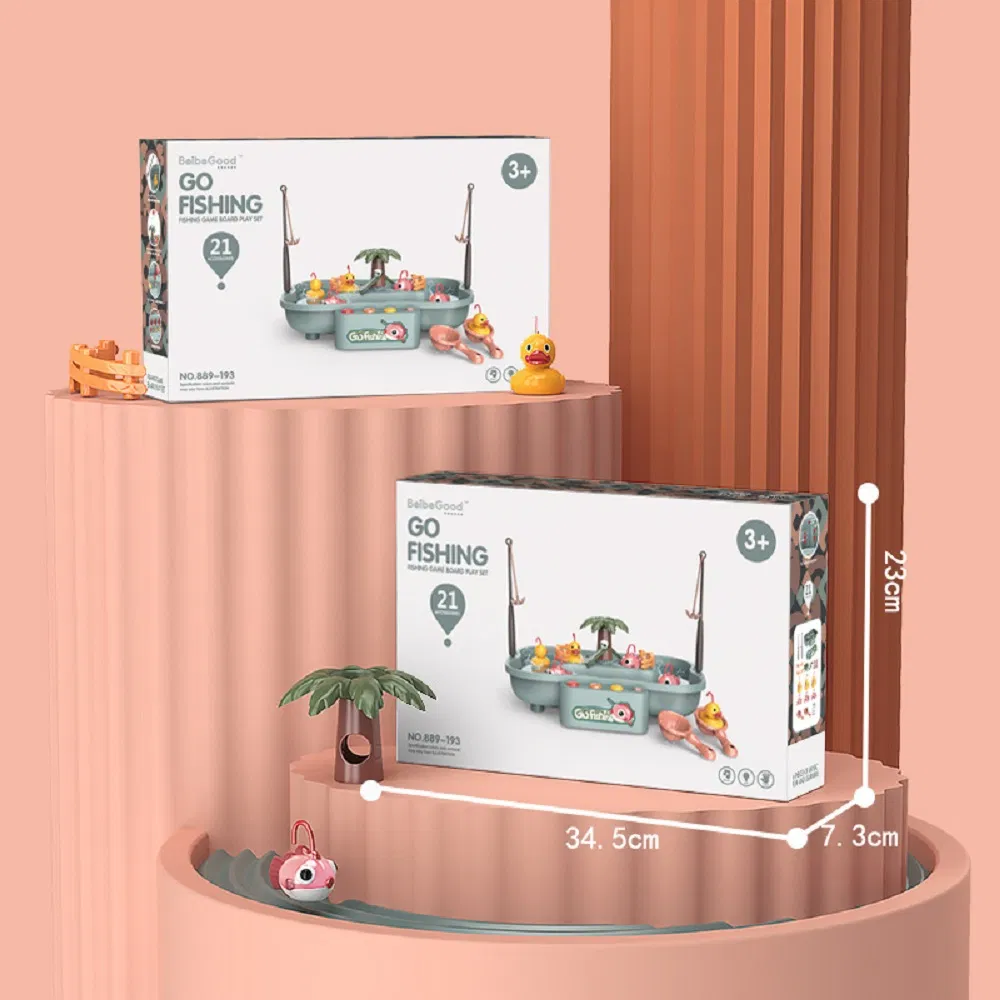 Toys Kingsland Children Magnetic Fishing Toy Music Electric Circulation Fishing Duck Fishing Platform Water Play Game Toys for Kids Gift Esg17653