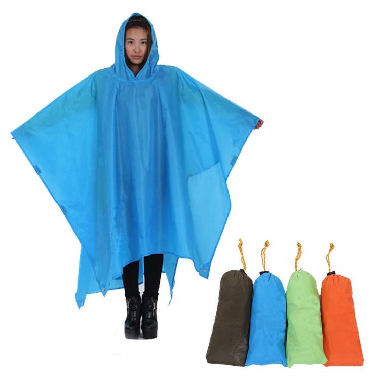 Rain Poncho with Adjustable Drawstring Hood for Motorcycle