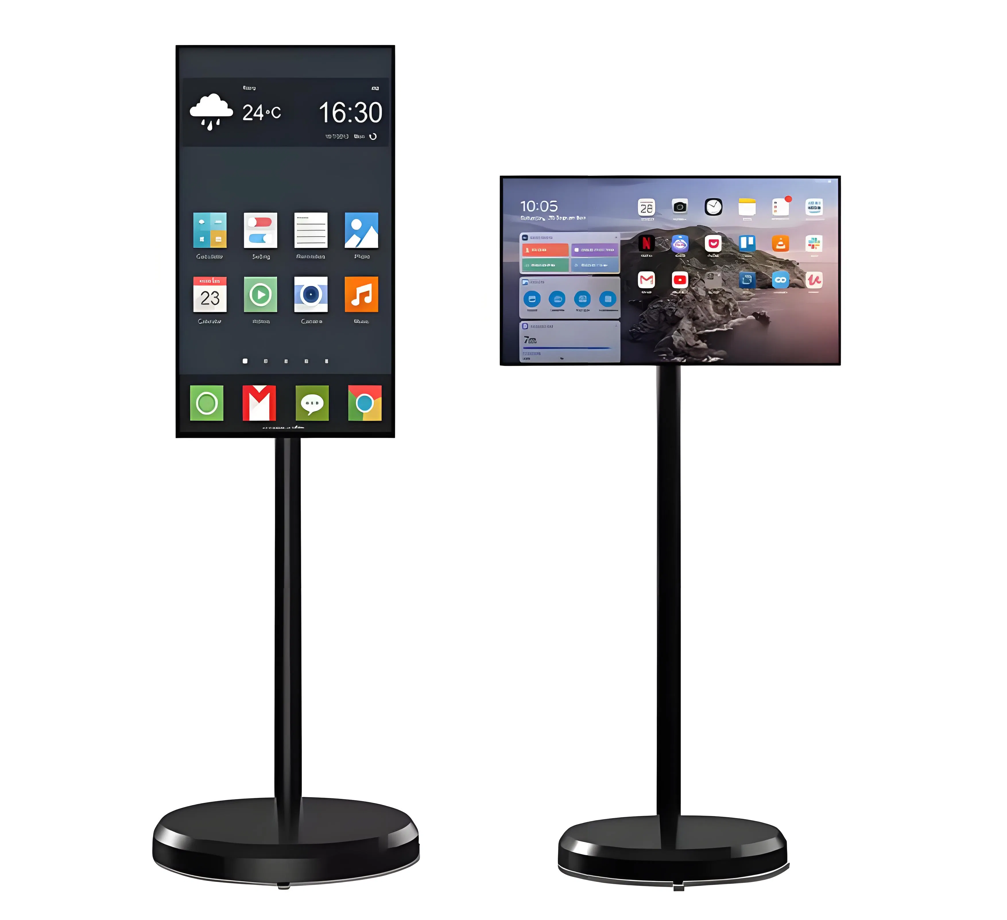 27/32 Inch LCD Screen Stand by Me Portable Touch Screen Smart TV on Wheels