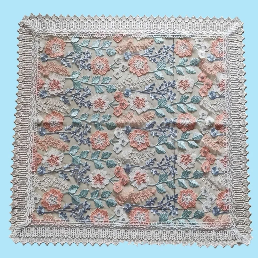 Organza Colorful Embroidered Fabric and Beautiful Lace Tablecloth