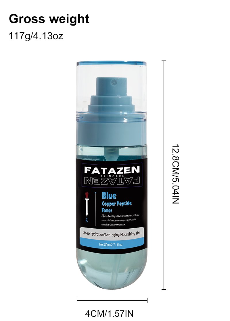 Private Label Natural Deep Moisturizing Blue Copper Peptide Face Toner Water Spray OEM Skincare Brightening Repair Facial Toner
