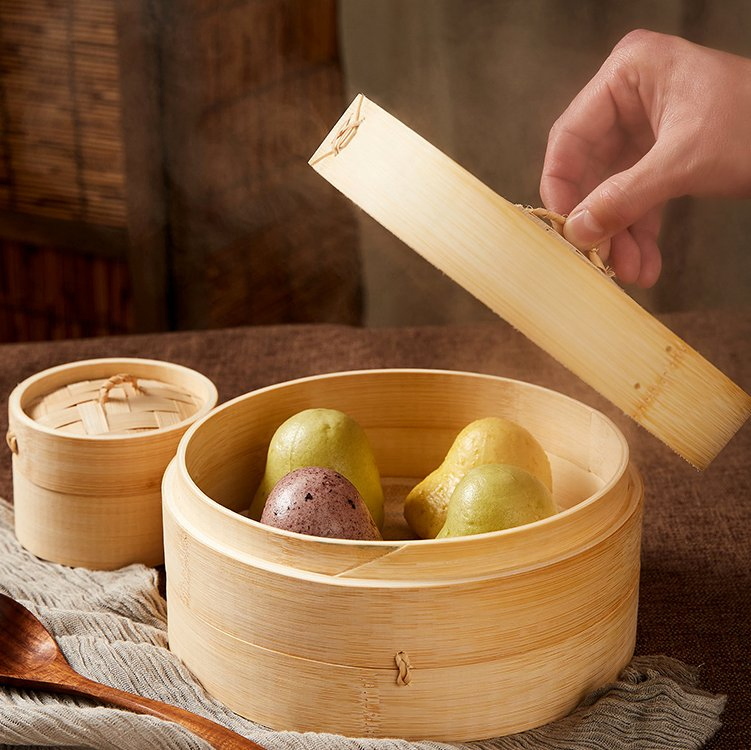 Different Size Handmade Bamboo Food Steamer Use for Dim Sum Dumpling