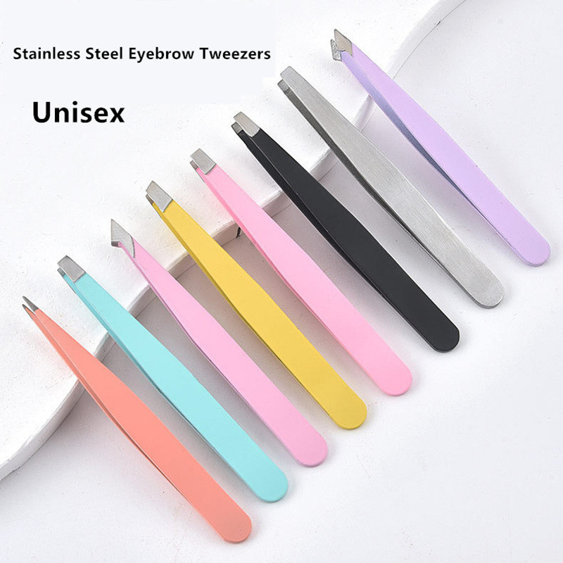 Colored Stainless Steel Hair Splinter Removal Beauty Lash Application Eyebrow Shaping Tweezers