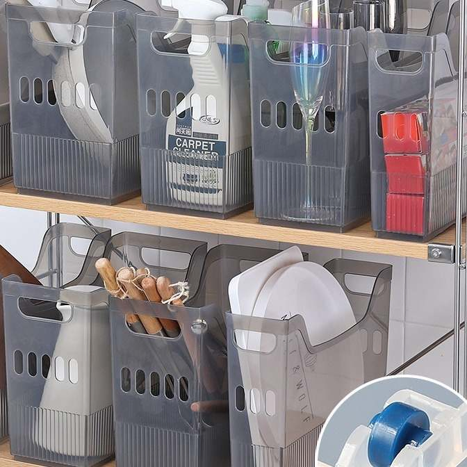 Kitchen Storage Office Folder Handle Plastic Transparent Upright
