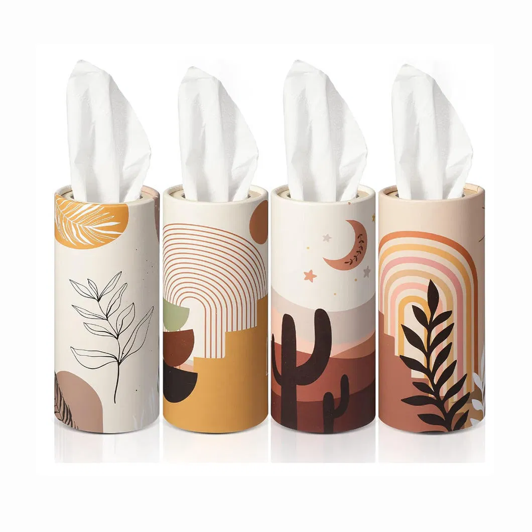 Eco Friendly 2ply 50sheets Car Holder Napkin Paper Facial Napkin Customized Logo Cylinder Car Tissue