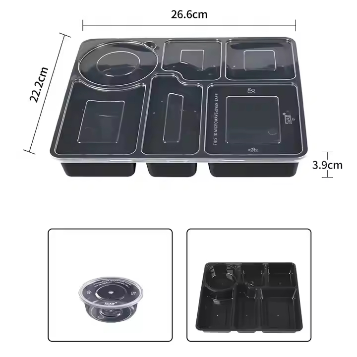 Compartmental Restaurant PP Food Containers Disposable Plastic Lunch Box