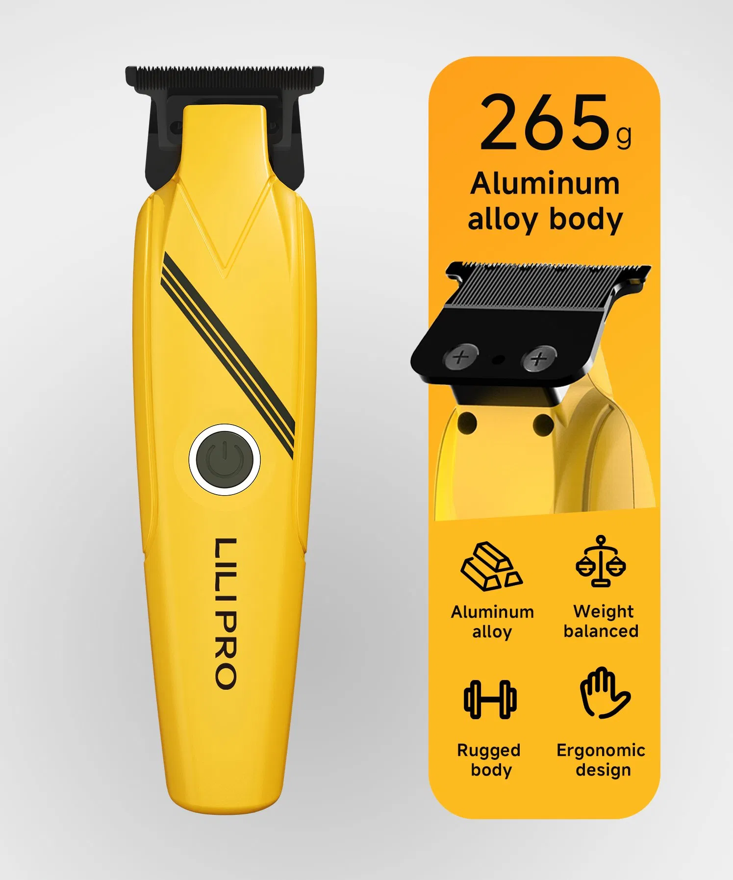Lilipro Professional Cordless Electric Rechargeable Combo Clipper Y Trimmer High-Speed Motor Aluminum Alloy Barber Machine