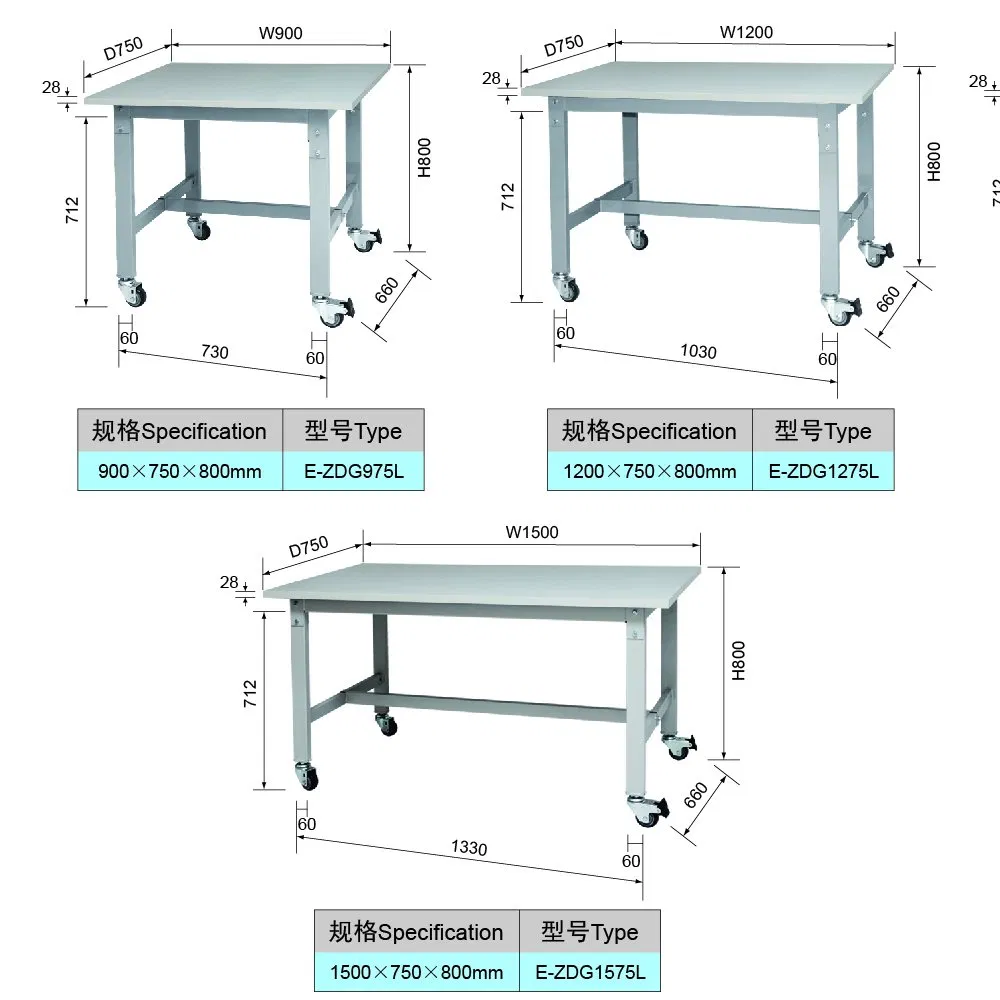1.8 Meter Steel Industrial Moveable and Folding Workbench with Tool Cabinet