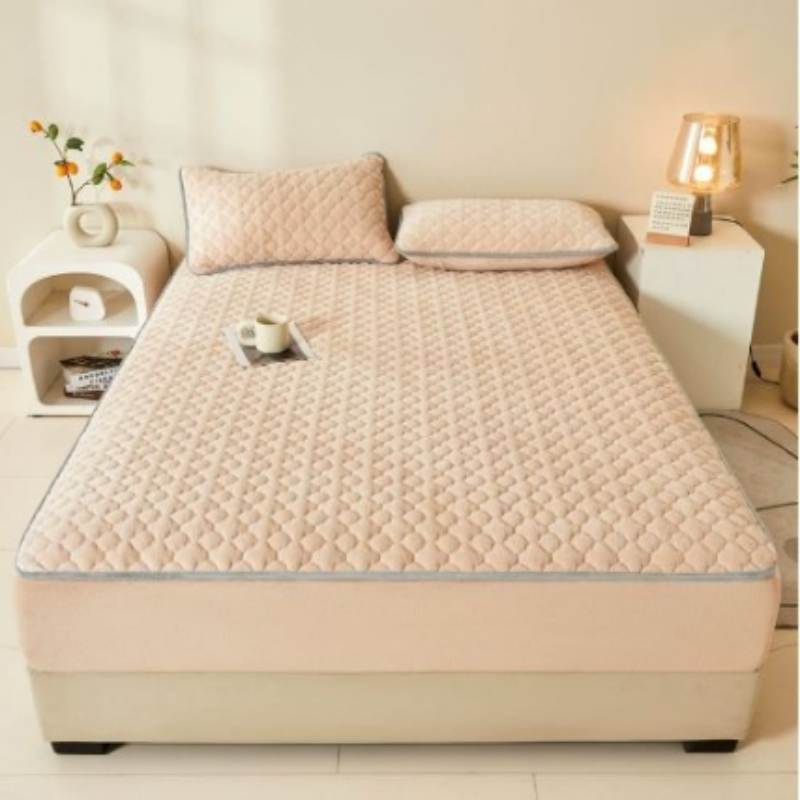 New a-Class Warm Thick Velvet Bed Sheet Printed Antibacterial Mattress Protective Cover