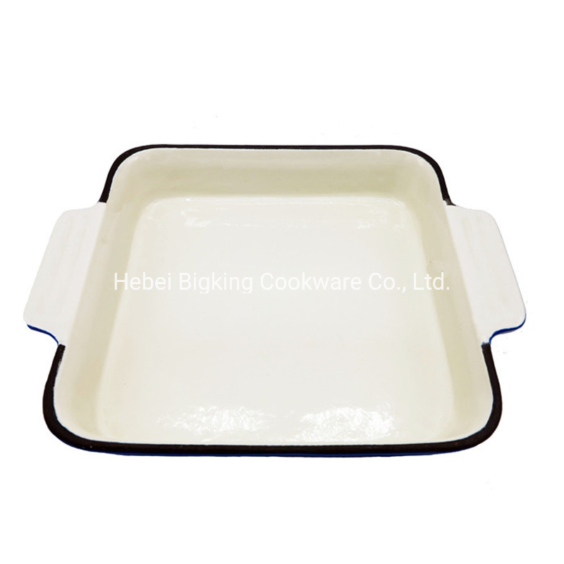 Hot Selling Cast Iron Square Enamel Casserole Dish & Baking Frying Pan with Two Handles