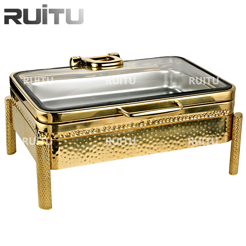 Chafer Shaffing Dish Luxury Square Hammered Hammered Buffet Chafing Dishes for Catering