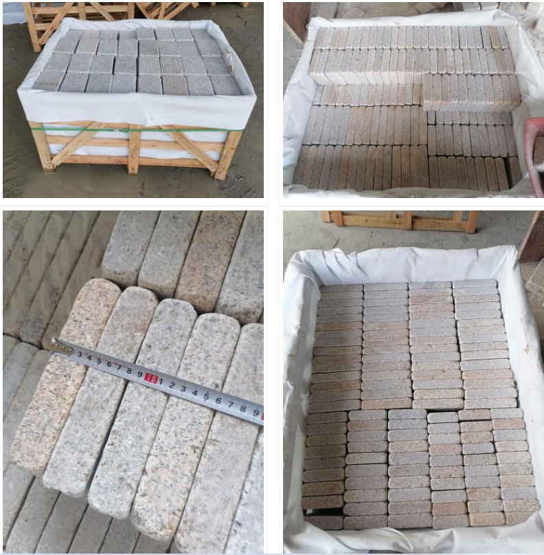 China All Sizes Outdoor Decoration Stone Yellow Cut Granite Setts Cobble Stone Paver Price