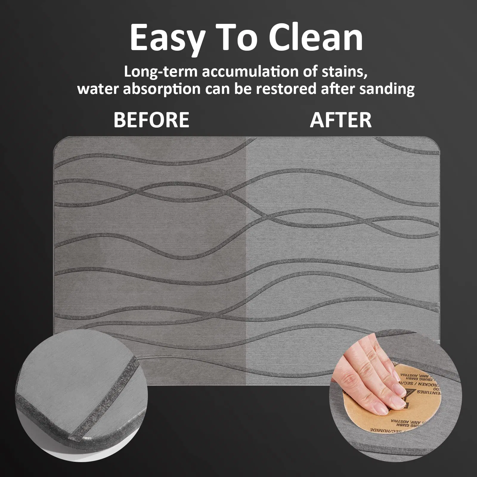 Customize Fast Water Drying Super Absorbent Non-Slip Diatomite Earth Bath Mats Stone Bath Mat for Bathroom