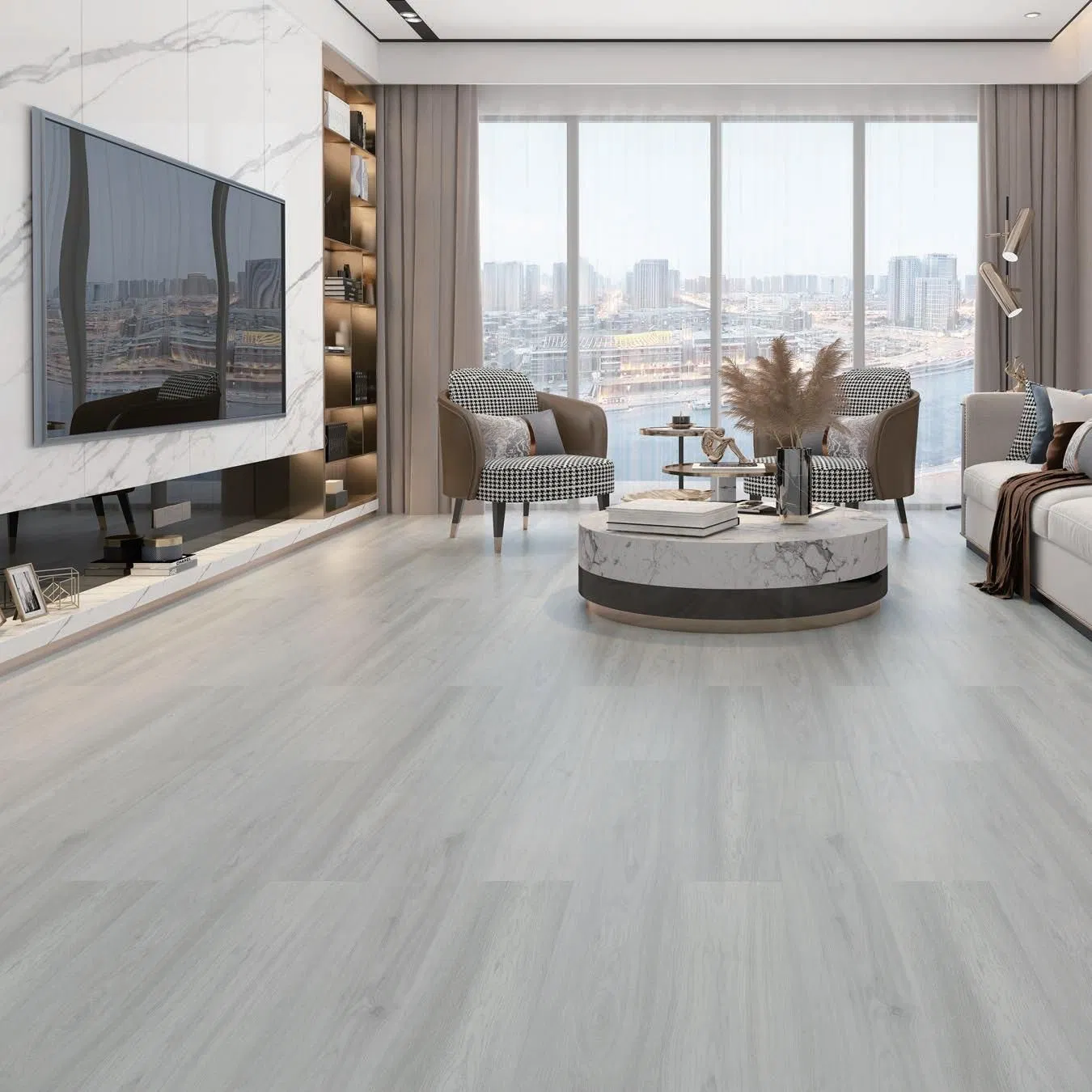 Wood Look Vinyl Flooring 4mm Interlock Click Lvt Spc Flooring Vinyl Plastic Wood Grain 6mm 5mm Spc Click Flooring