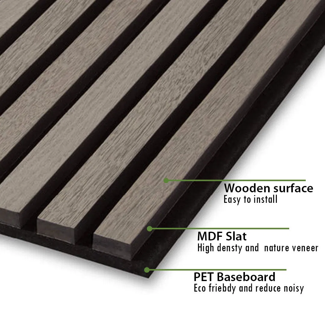 Dark Chestnut 3D Acoustic Board Slat Decoration Panel for Bedroom