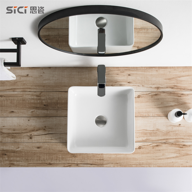 Factory Price Wholesale Ceramic Bathroom Basin Vanity Cabinets Square Cabinet Wash Basin
