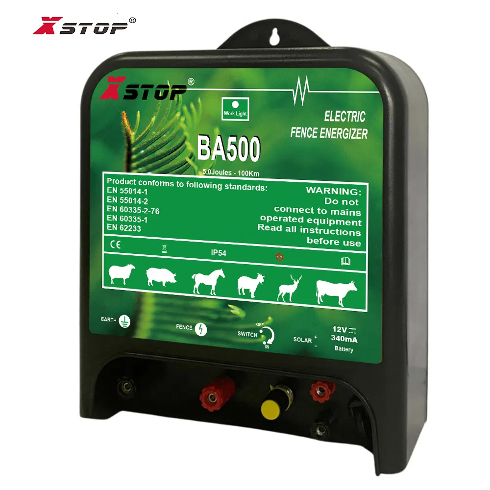 Outdoor Solar Battery Electric Fence Energizer 5 Joules Xstop 12 Volt DC Electric Fence Charger IP54