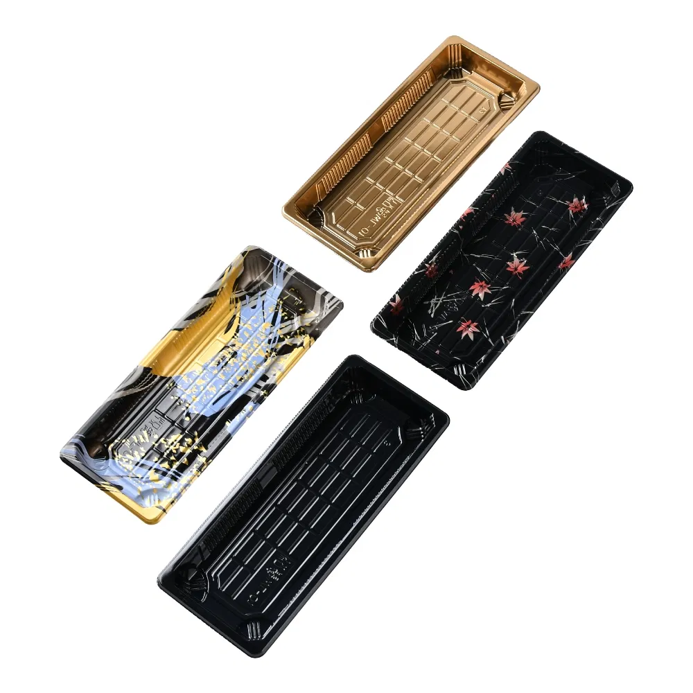 Manluen Factory Wholesale Customization Disposable Sushi Roll Food Packaging Plastic Desserts Food Container Takeaway Sushi Tray