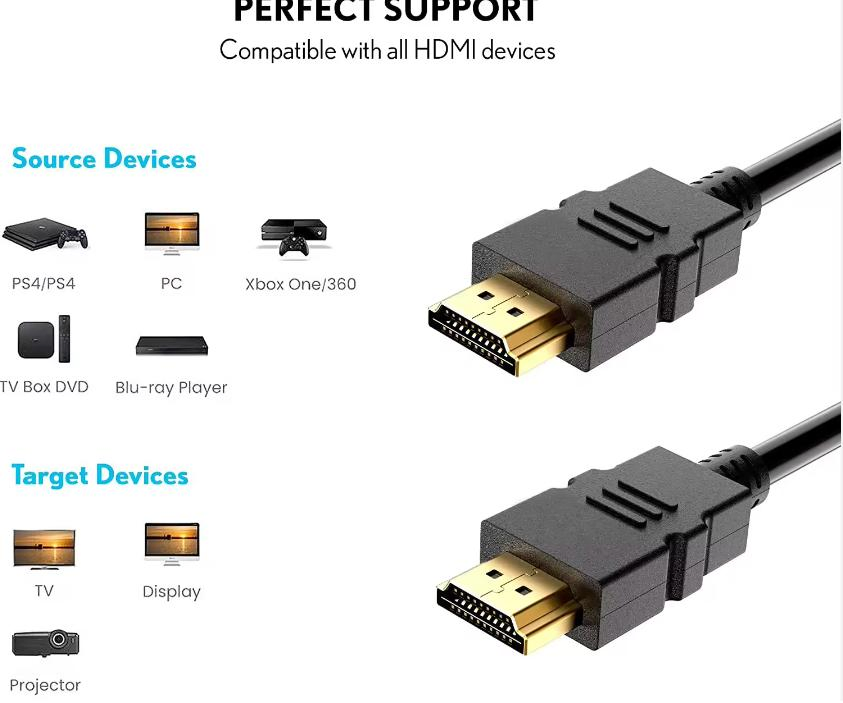 Certified High Speed 18gbps 24K Gold Plated Cable
