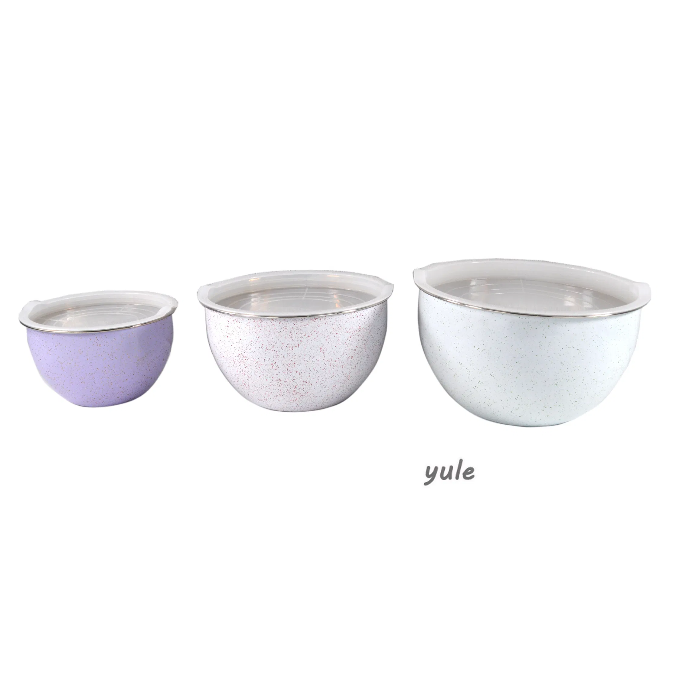 Set of 3 Colorful Round Serving Stainless Steel Nesting Salad Mixing Bowl with Measuring Scale Line Bowl