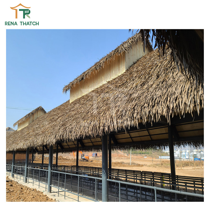 Cheap Anti-UV Synthetic Palm Leaves Roof Thatch Roof Tiles Artificial Thatch Roof