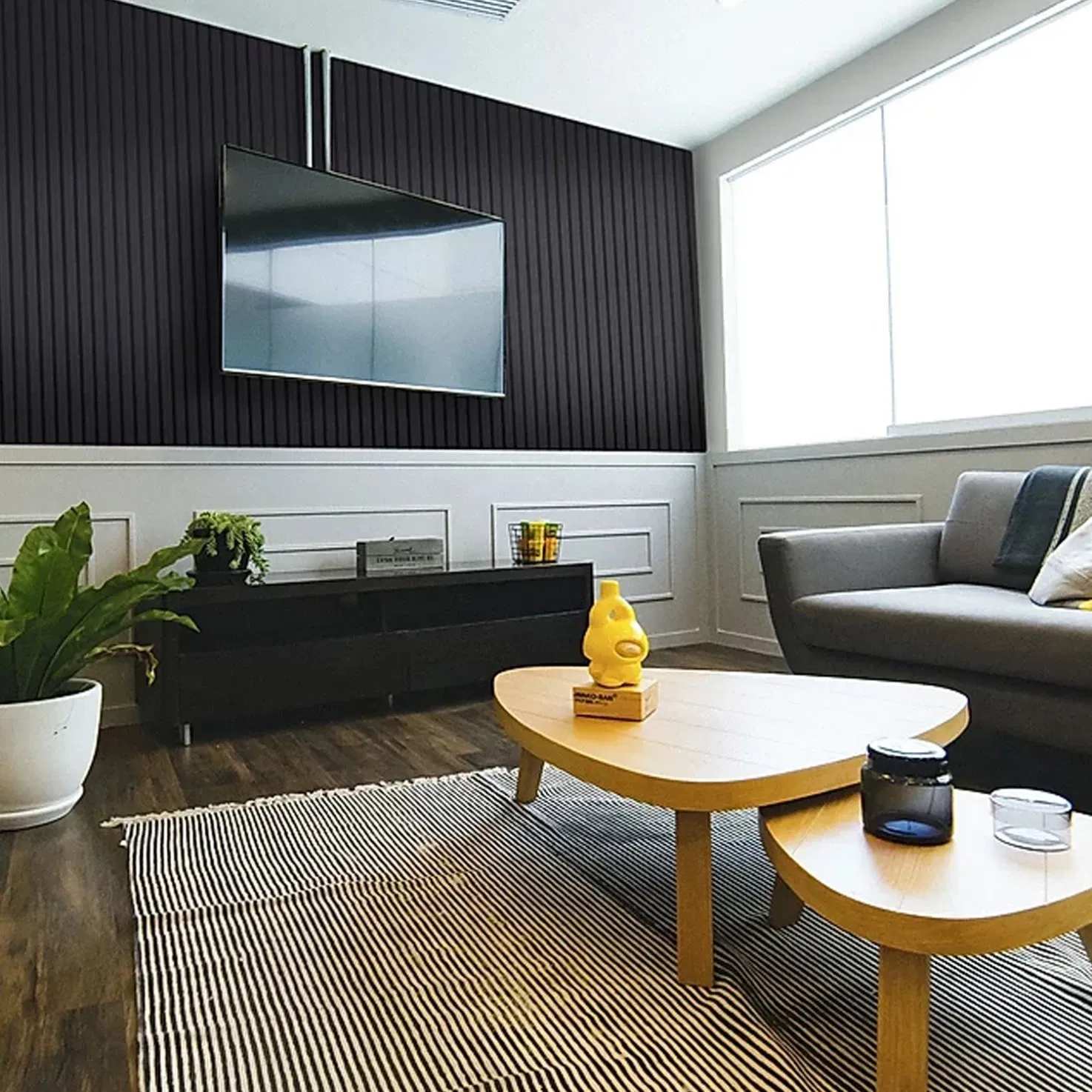 Premium Fireproof Acoustic Wall Panels with Elegant Wooden Slats
