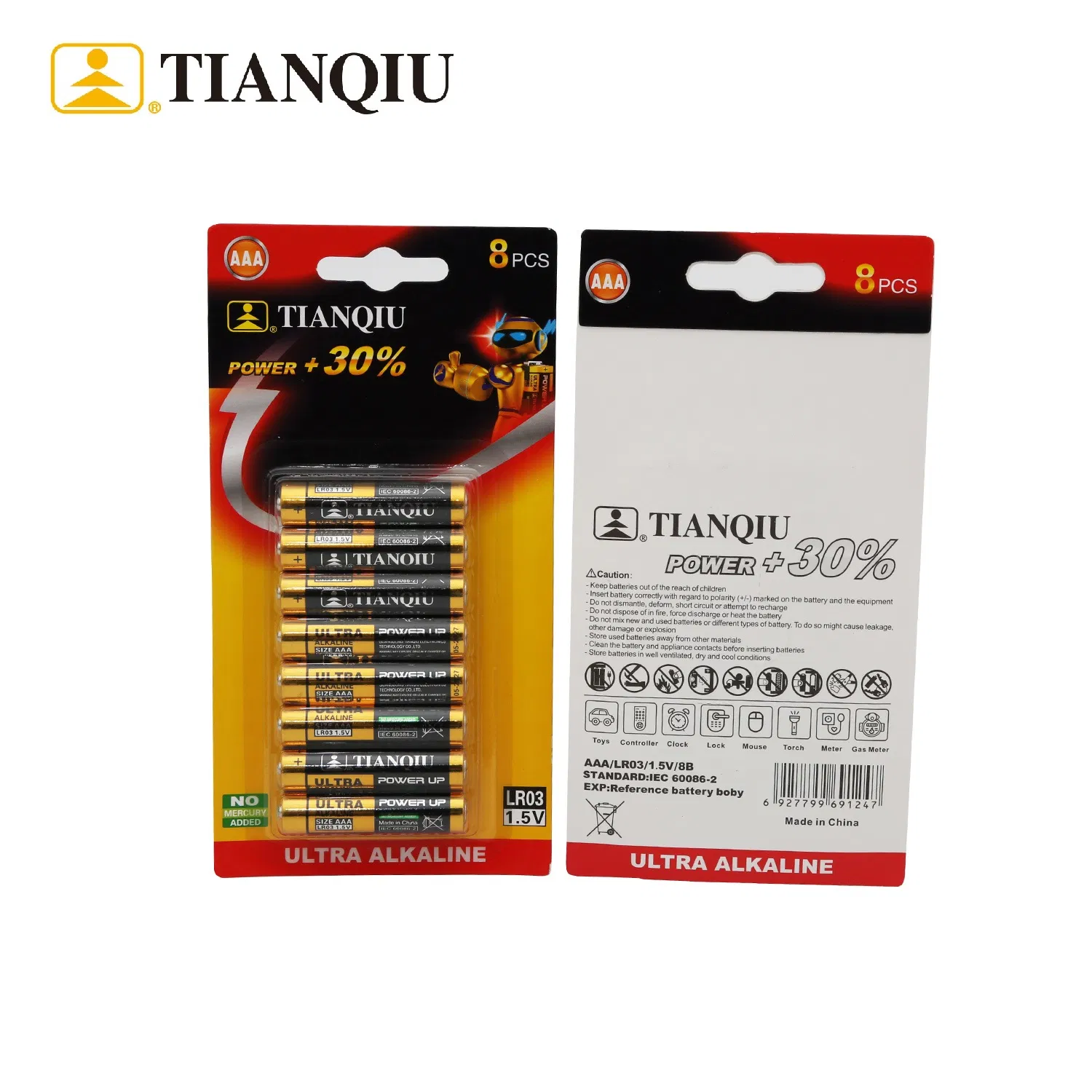 Батарейка AAA LR03 1.5V щелочная Tianqiu
