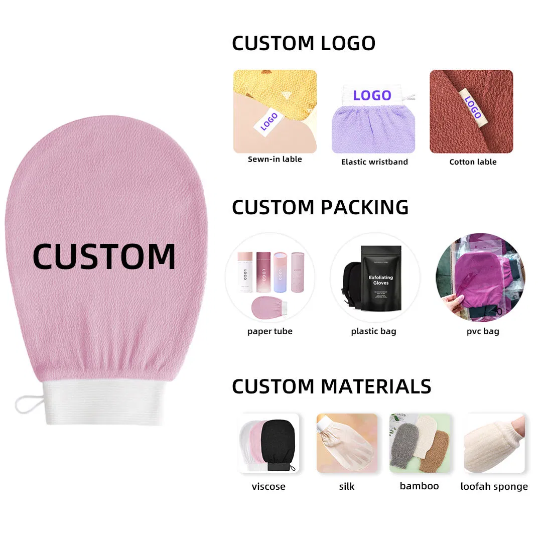 Manufacturers Custom Produce Viscose Exfoliating Glove Wholesale Turkish Exfoliating Body Scrub Glove Moroccan Bath Gloves