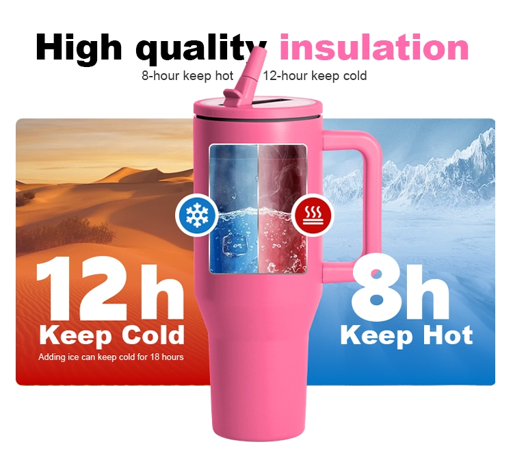 40oz Hot Selling Double Wall Stainless Steel Morden Style Insulated Cup Travel Coffee Tumbler with Lid and Handle