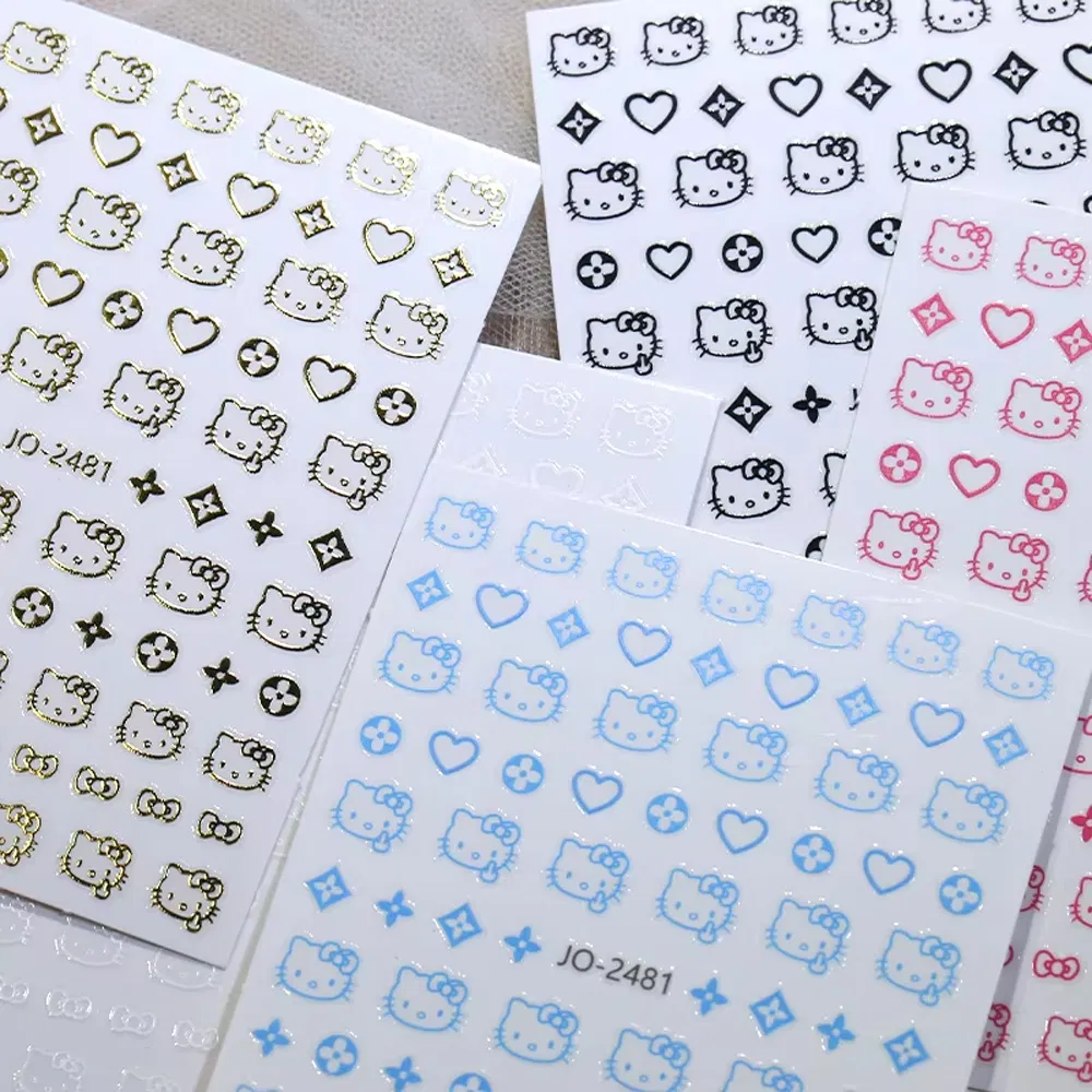 Cute Cartoon Kitty 3/5D Nail Art Supplies Decals Cat Head Manicure Foil Nails Stickers Decoration Product
