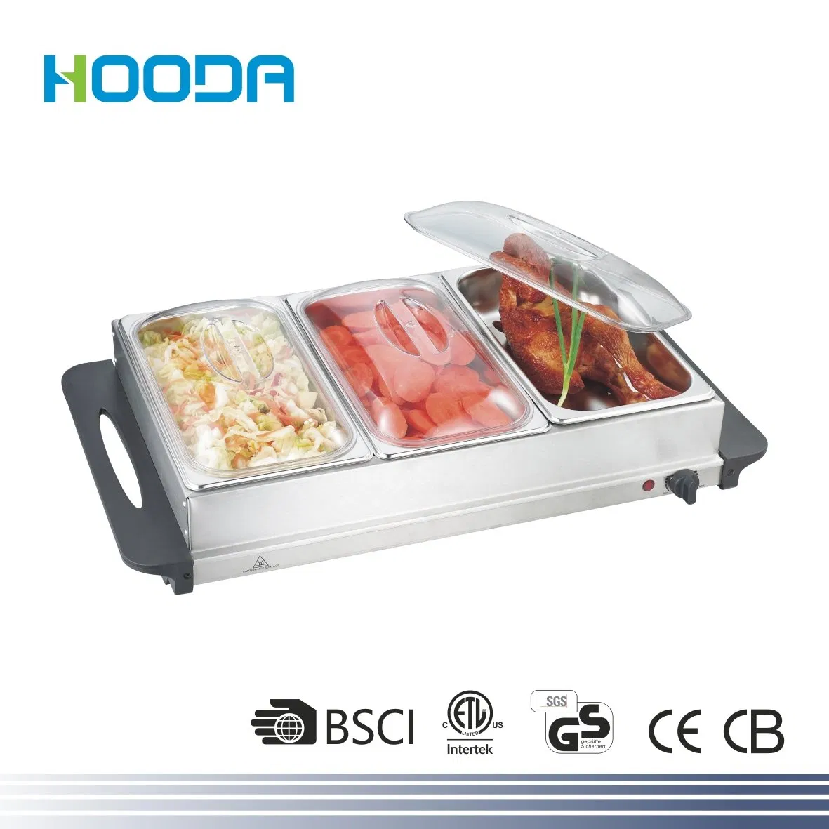 3*2.5L Separate Warming Pans Electric Food Warming Server Buffet Warmer