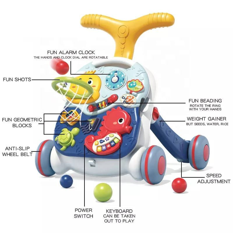 Samtoy 3 in 1new Multifunctional Adjustable Activity Table Sit to Stand Musical Baby Walkers for Kids
