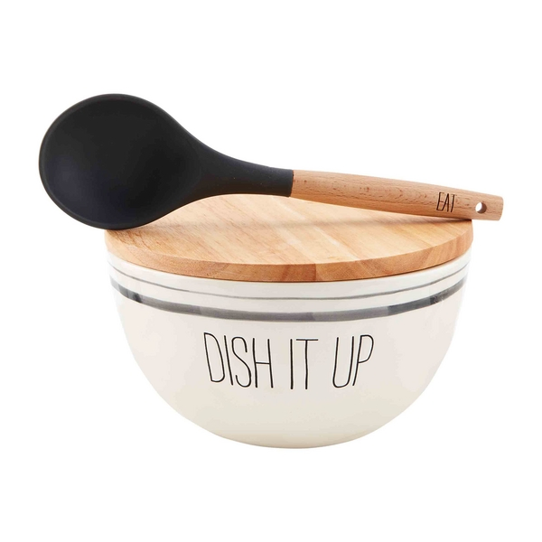 Unique Handcrafted Serving Bowl Set with Inspirational Phrase