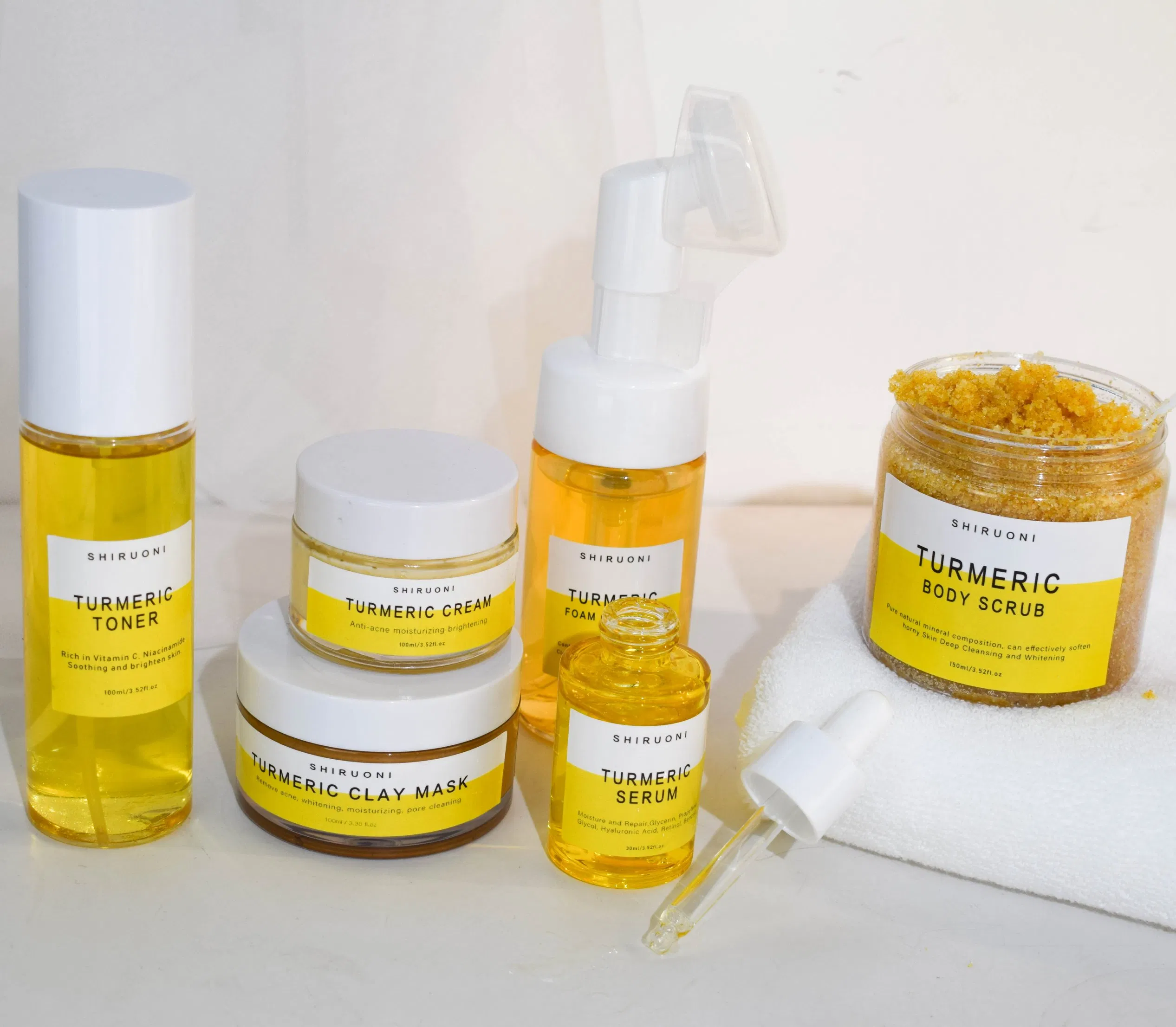 Organic Turmeric Serum Anti Acne Whitening Repair Face Care Turmeric Skin Care Set