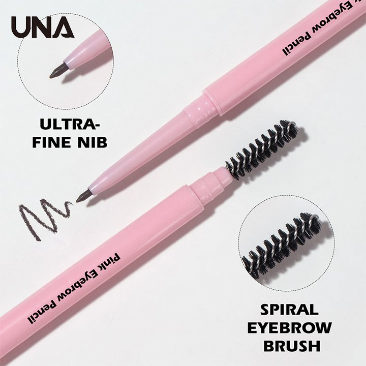 Private Label Dual-Ended Waterproof Super Thin Eye Brow Pencil with Brush High Quality 3-Color Pink Slim Eyebrow Pencil